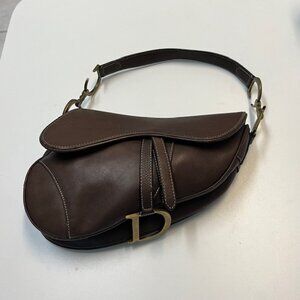 Christian Dior Brown Leather Saddle Bag